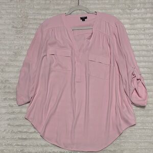 Torrid Light Pink V-Neck Blouse